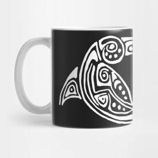 White Dolphin Tattoo Style Plum-Purple Background Mug